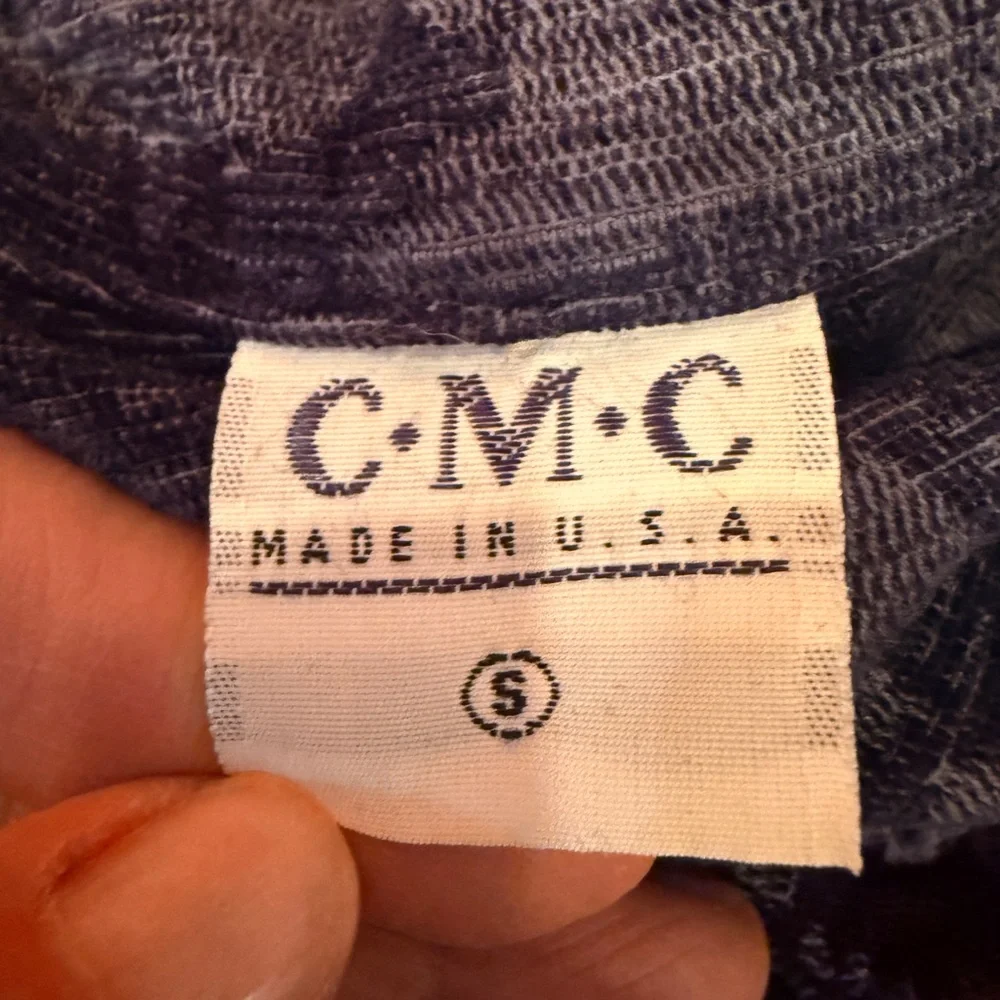 C.M.C Women’s Cotton Chenille Tapestry Funnel Neck Burnout Indigo Coat Sz S
